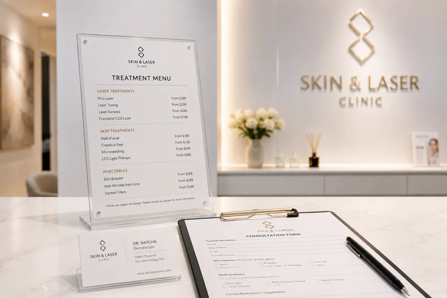 Transparent treatment menu and price list at Nexus Clinic KL