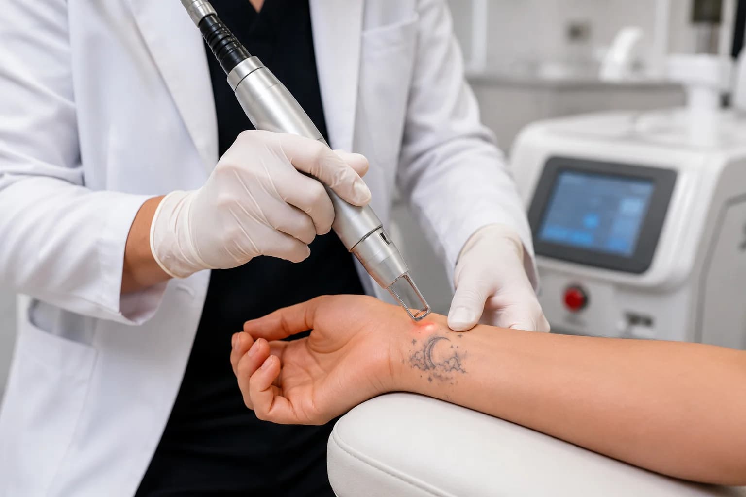 Multi-wavelength Pico Laser shattering tattoo ink for immune clearance at Nexus Clinic KL