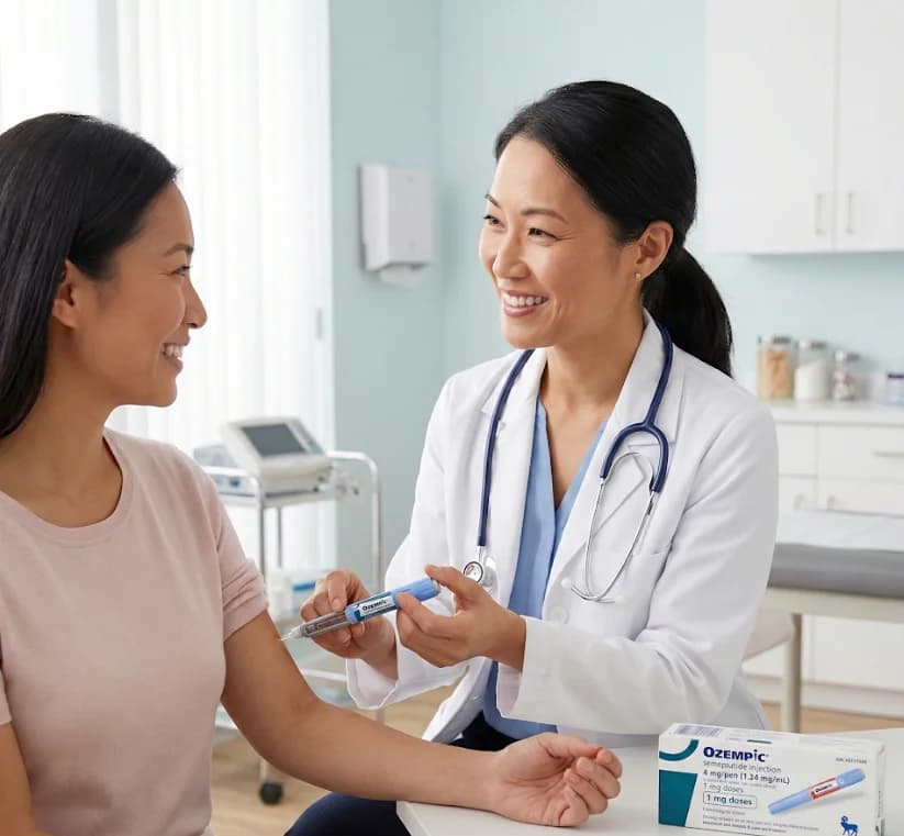 Medical professional explaining Ozempic treatment