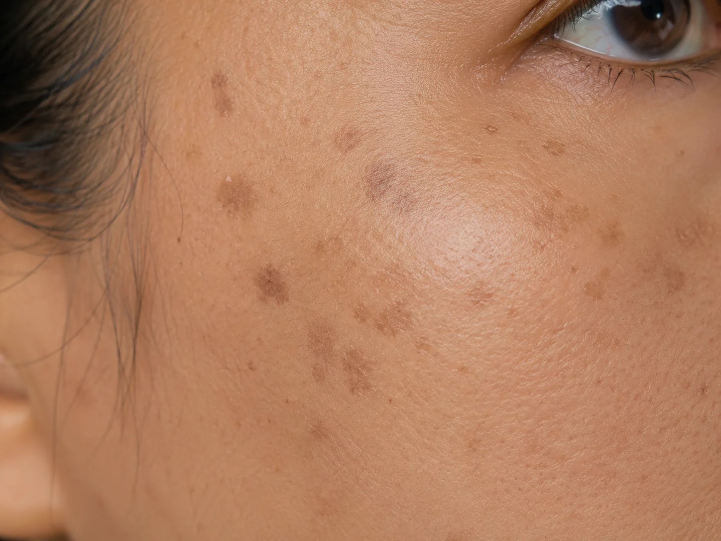 Close-up of facial pigmentation and dark spots. Pico Laser pigmentation treatment at Nexus Clinic KL