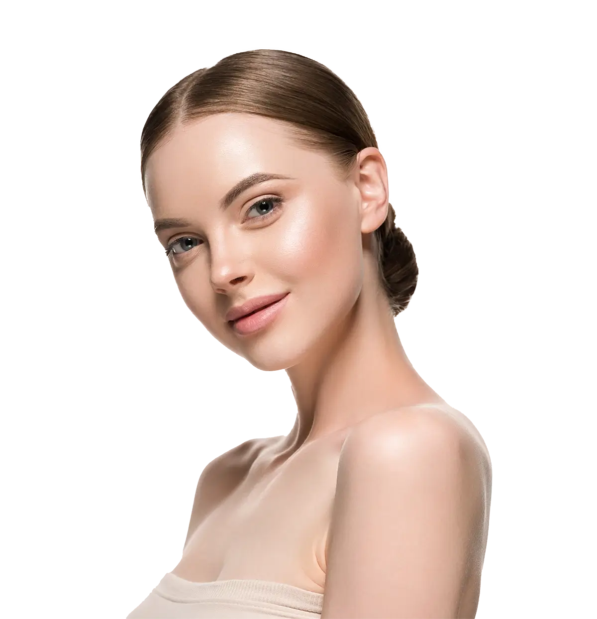 skin care woman face with healthy beauty skin closeup cosmetic age concept color background yellow copy
