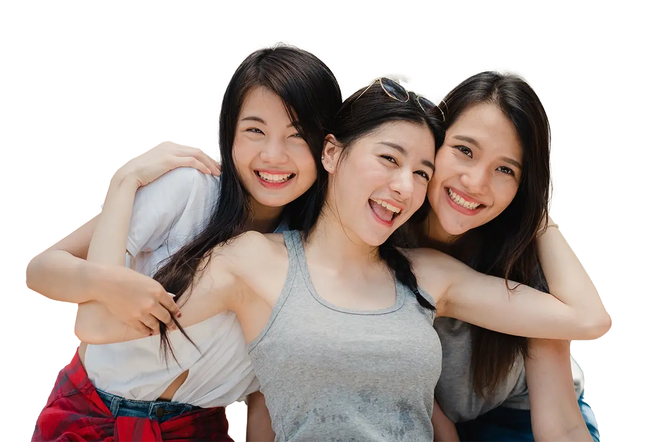 teenage asian female happy smiling camera copy